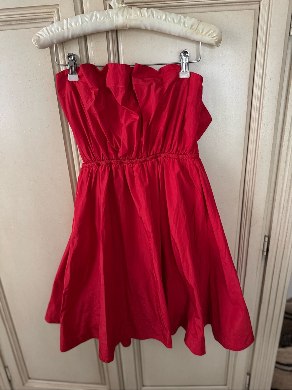 Anthropologie red Strapless Twirl Dress